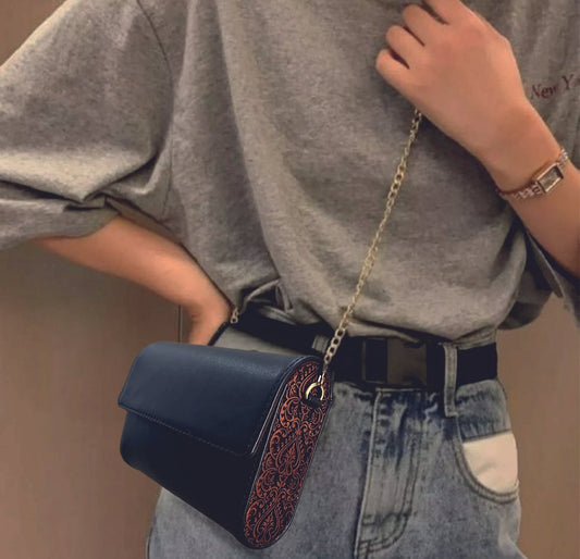 Elegance Etched in Tradition – Handcrafted Wooden & Leather Purse