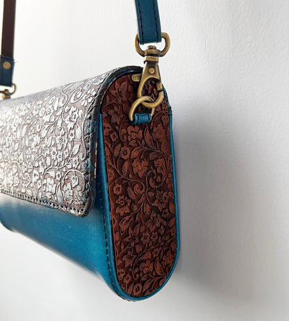 Carved Wood and leather Handmade sling bag:Elegance Etched in Every Detail
