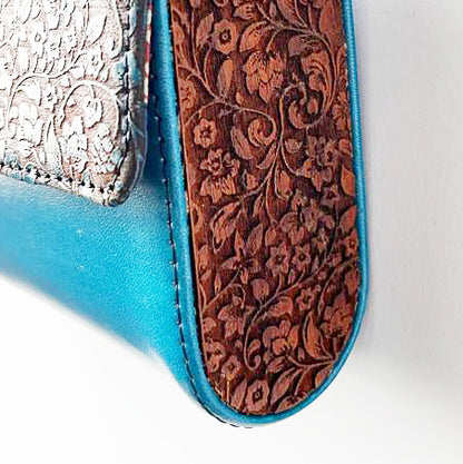 Carved Wood and leather Handmade sling bag:Elegance Etched in Every Detail