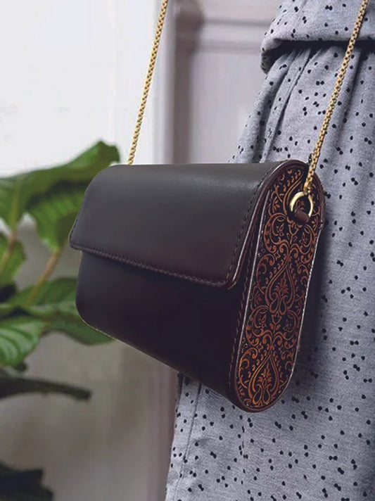 Carved Wood Classic Sling Bag: For the woman who cherishes the handmade