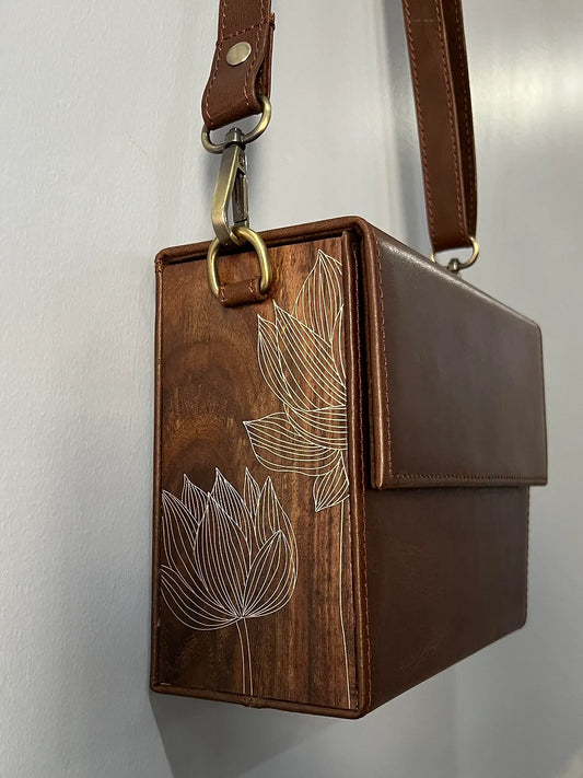A Gift of Grace – Tarkashi-Inspired Handcrafted Metal Inlay wood and leather Sling Bag