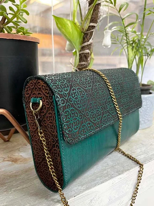 Handcrafted Harmony – Teak Wood & Leather sling bag